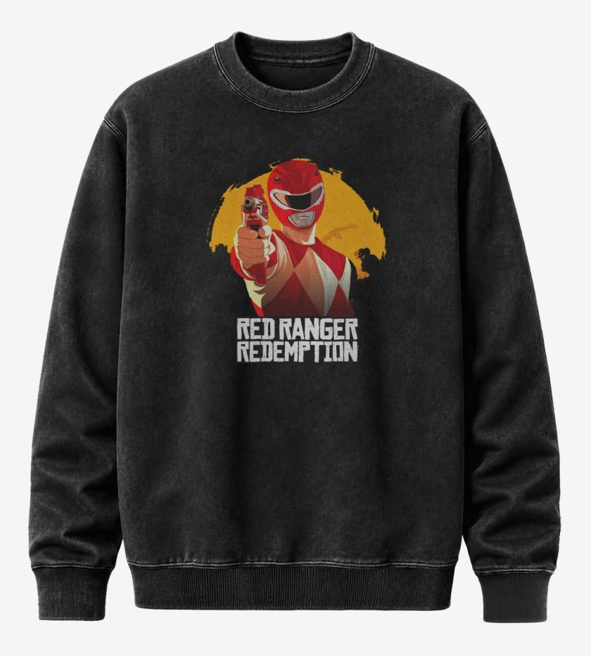 Poleron Polo Acid Wash Negro de Red ranger redemption