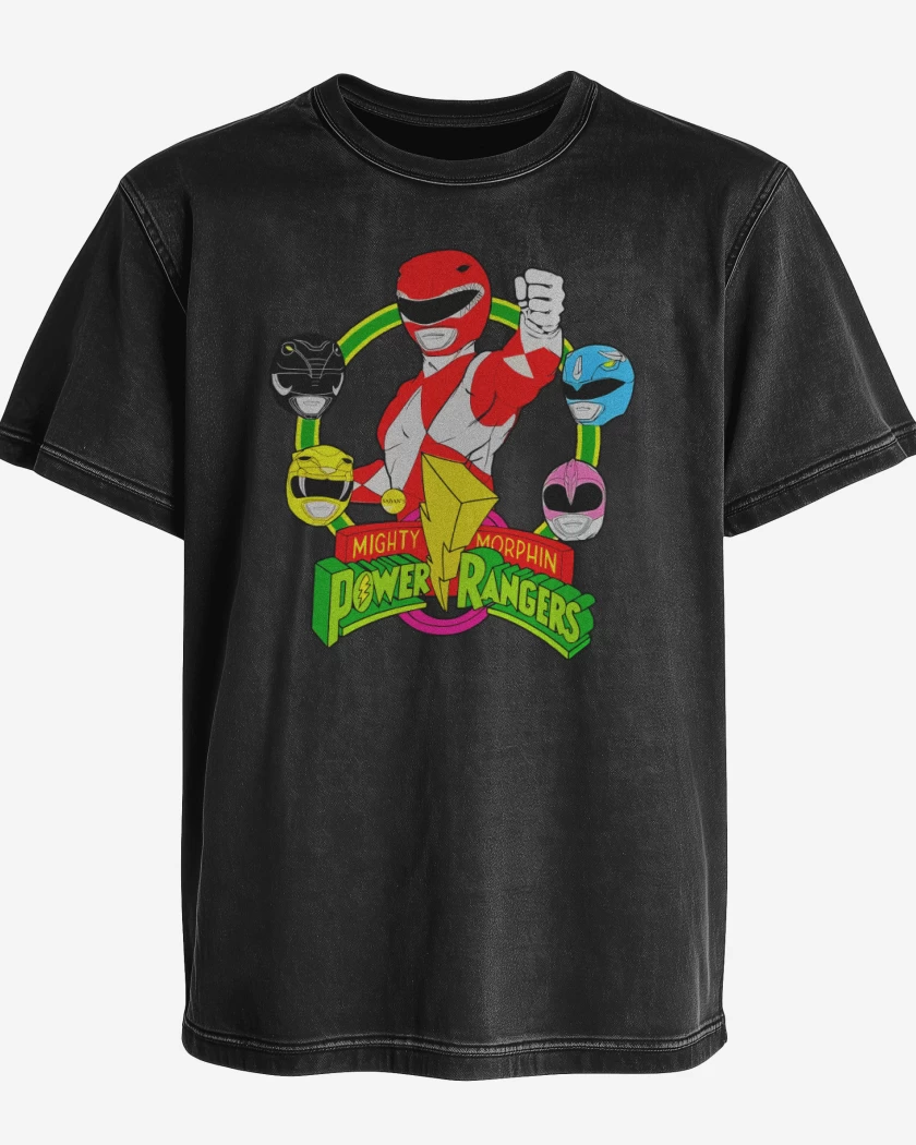 Polera desgastada Negro de Power rangers 