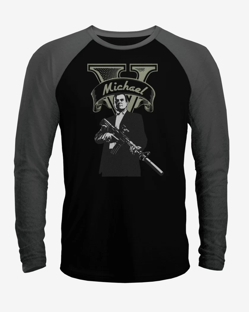 Polera Raglan Negro / Negro Heather de Michael