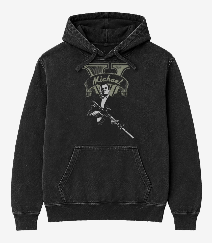 Poleron Canguro Acid Wash Negro de Michael