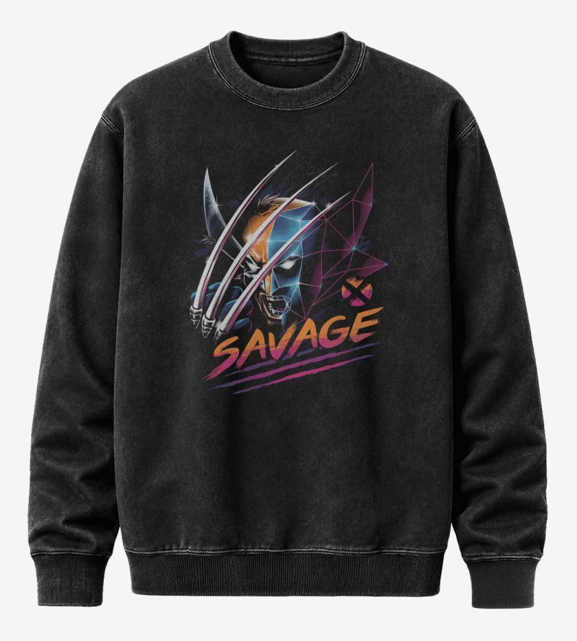 Poleron Polo Acid Wash Negro de Savage