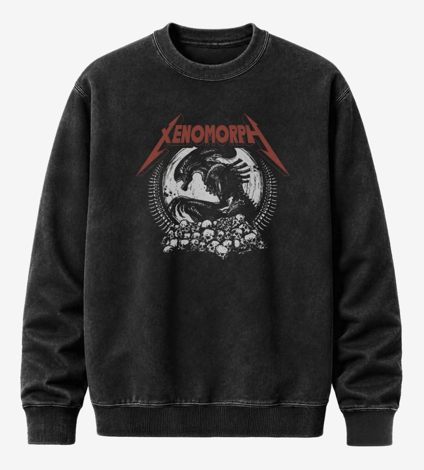 Poleron Polo Acid Wash Negro de Xenomorph