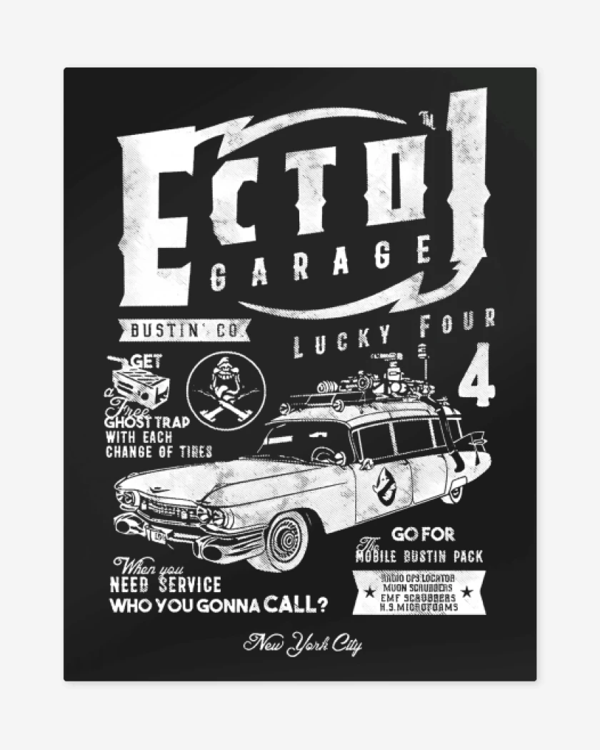 Print metalico Negro de ECTO1 Garage