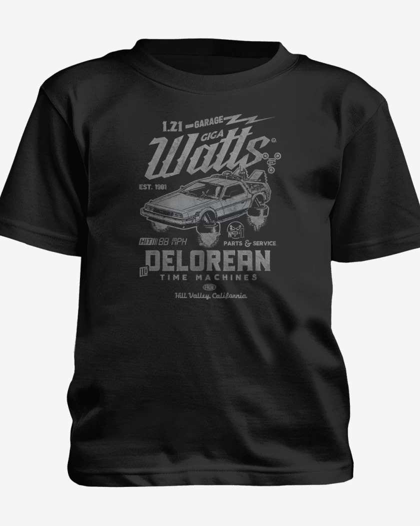 Polera de niño Negro de Delorean Garaje