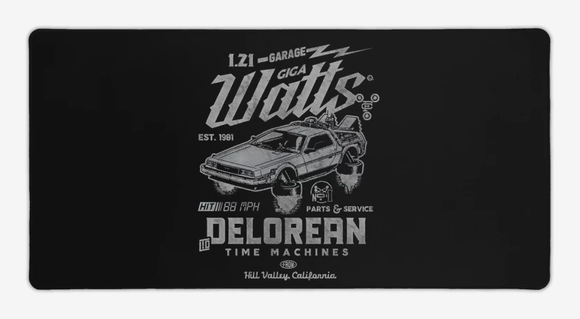 Mouse pad Gamer Negro de Delorean Garaje