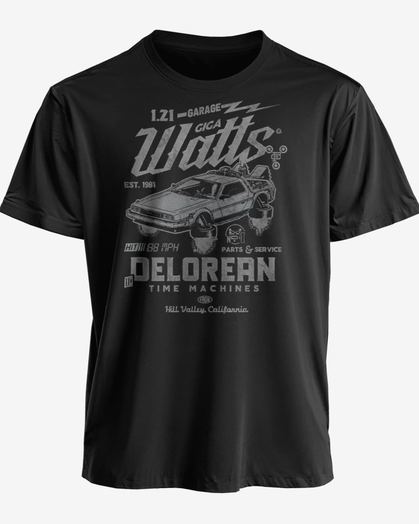 Polera premium Negro de Delorean Garaje