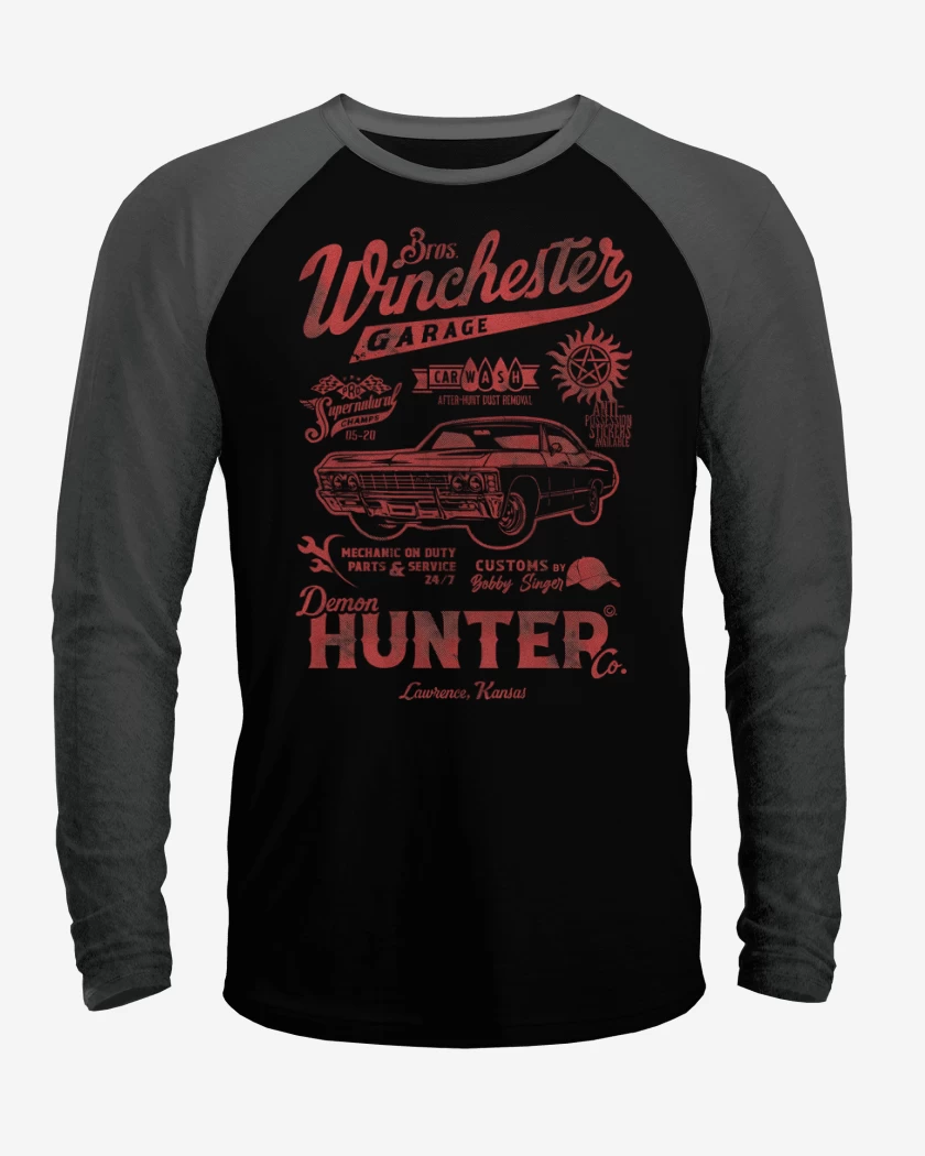 Polera Raglan Negro / Negro Heather de Demon Hunter Garage