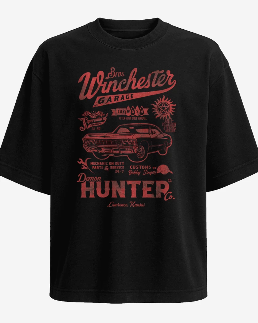 Polera Oversize Negro de Demon Hunter Garage
