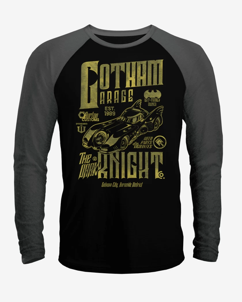 Polera Raglan Negro / Negro Heather de Gotham City Garage