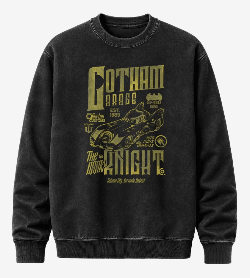 Poleron Polo Acid Wash Negro de Gotham City Garage