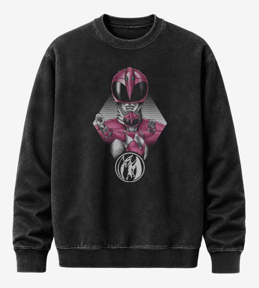 Poleron Polo Acid Wash Negro de Pink Ranger