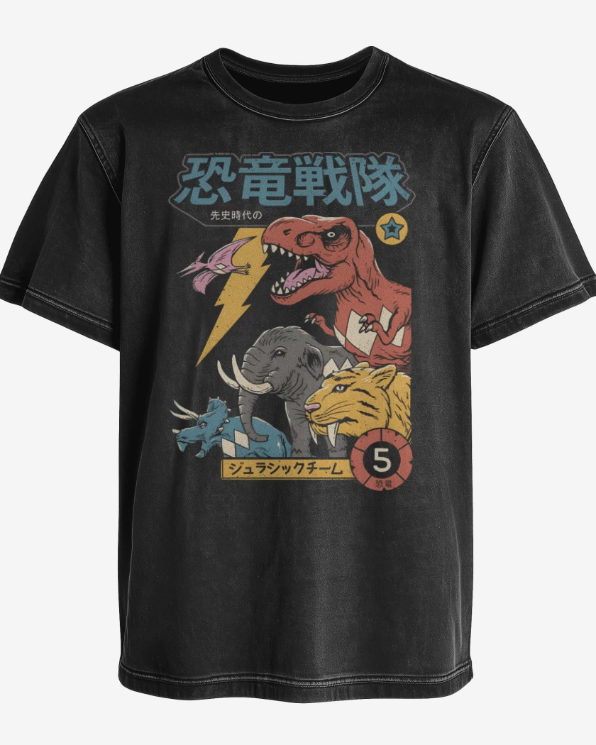 Polera desgastada Negro de Mighty Morphin
