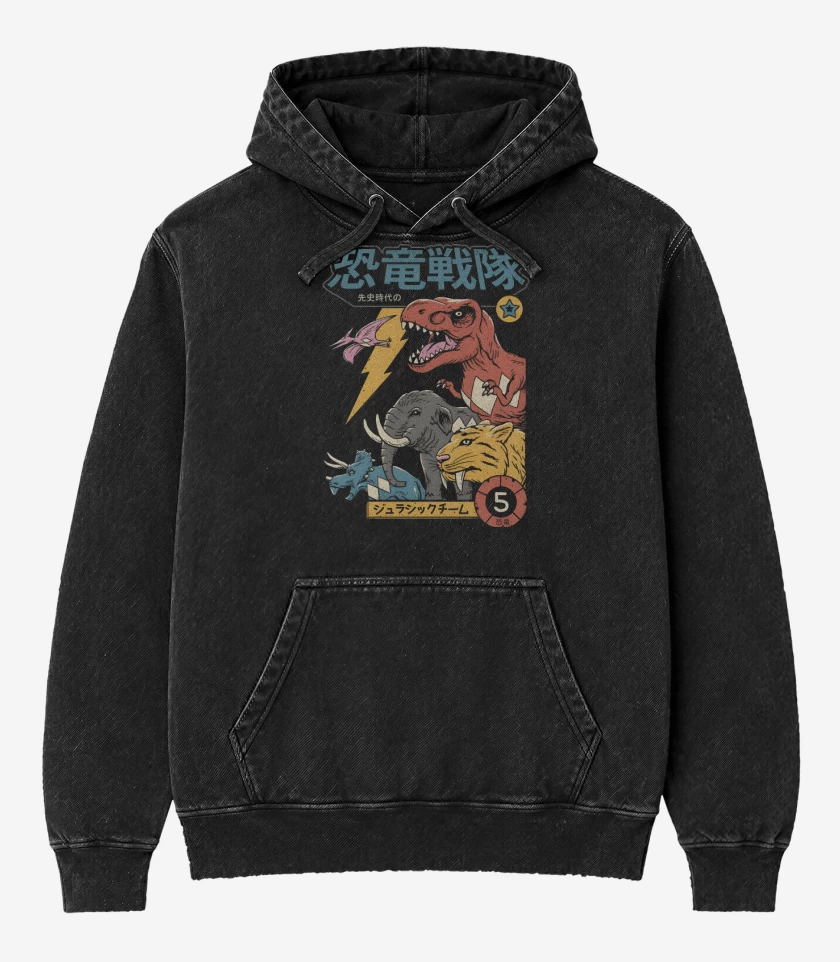 Poleron Canguro Acid Wash Negro de Mighty Morphin