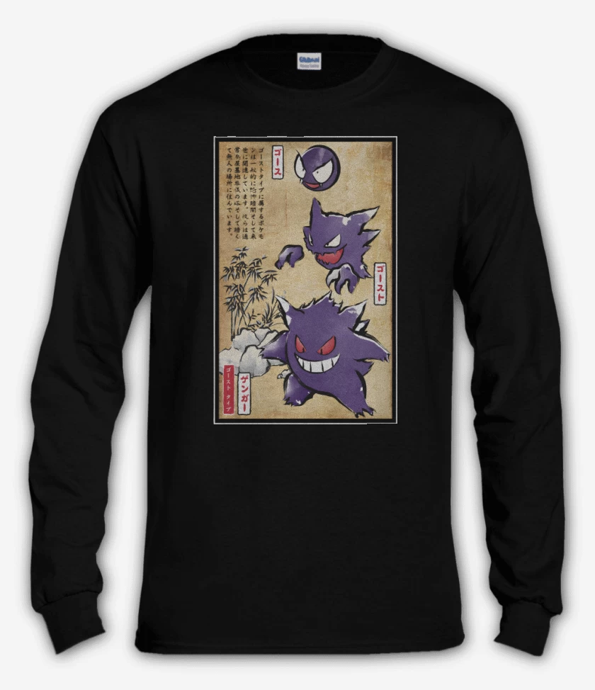 Polera manga larga Negro de Tipo Fantasma Japonés