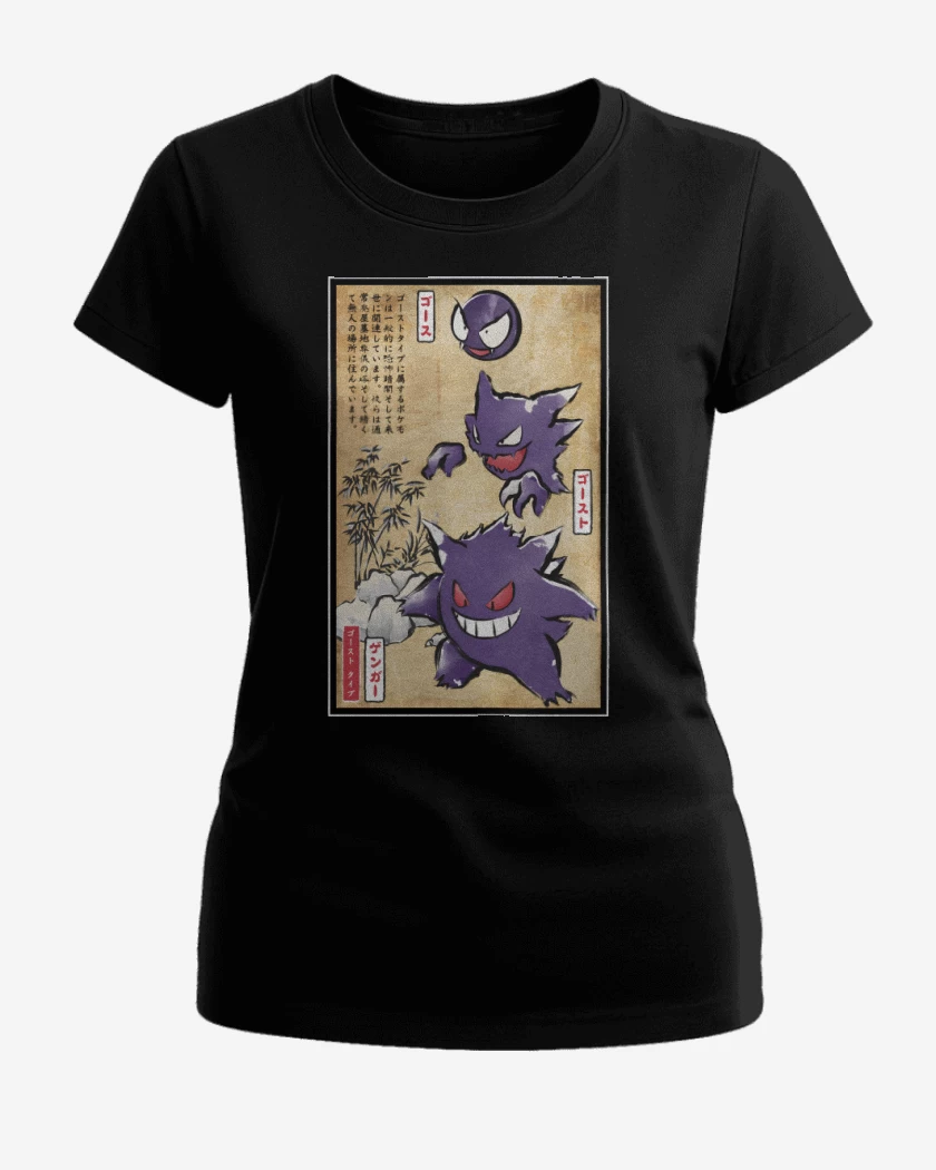 Polera de Mujer Negro de Tipo Fantasma Japonés