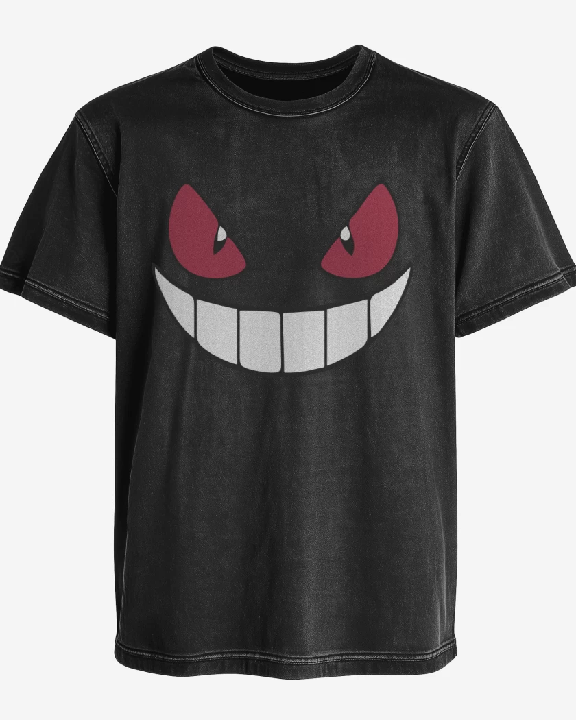 Polera desgastada Negro de Gengar Face