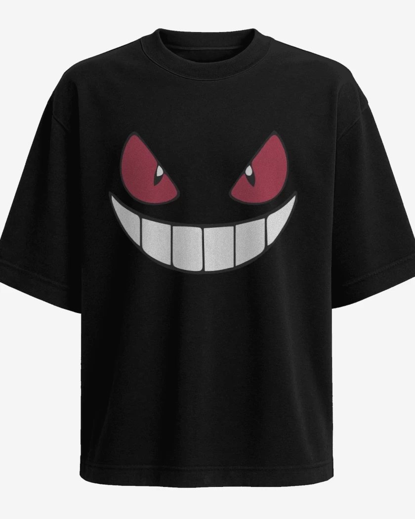Polera Oversize Negro de Gengar Face