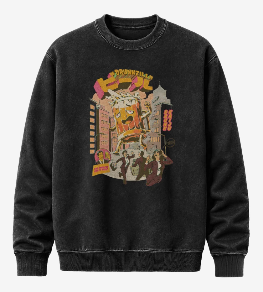 Poleron Polo Acid Wash Negro de PilsenZilla
