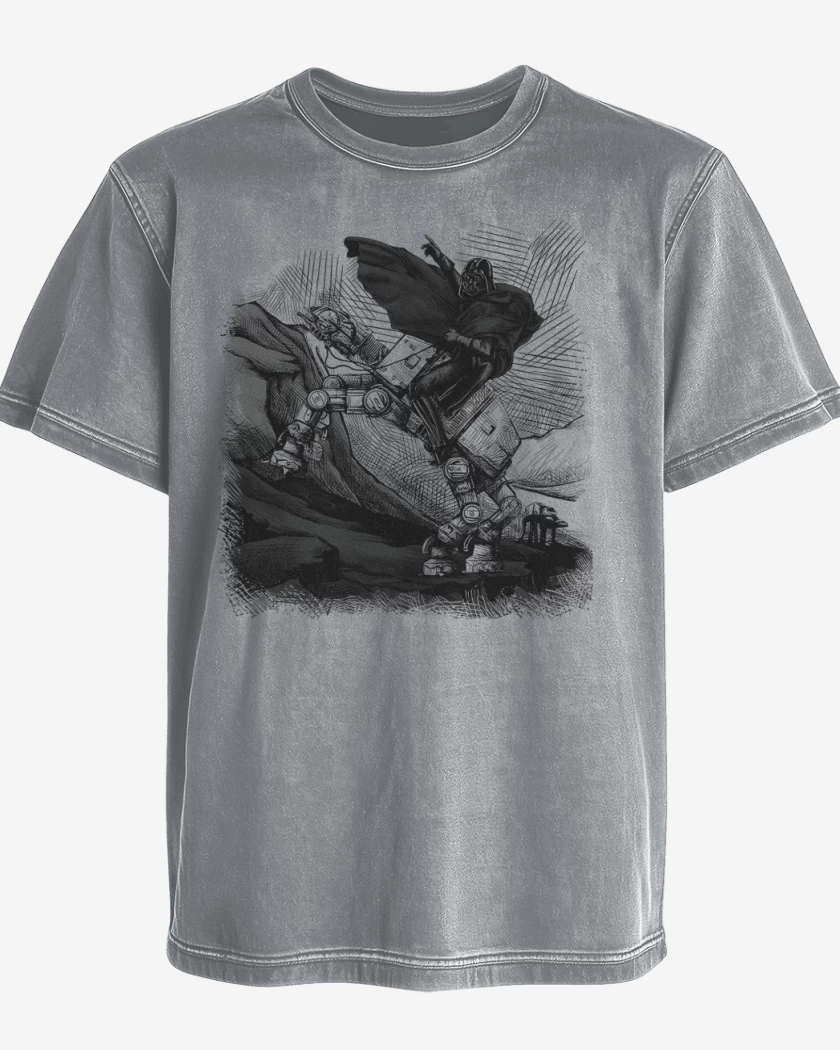 Polera desgastada Gris Melange de Darthpoleon