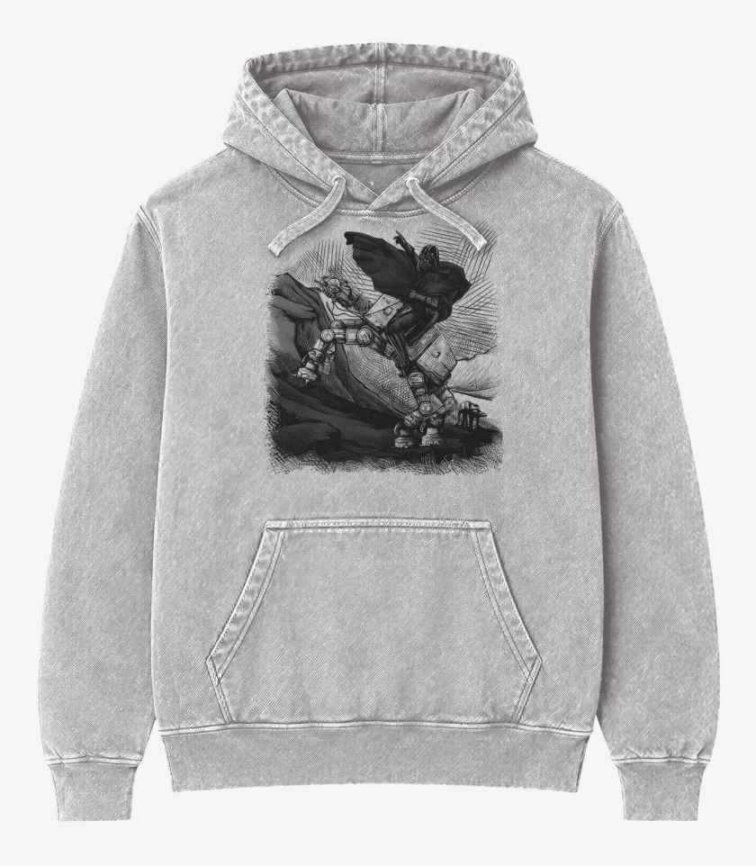 Poleron Canguro Acid Wash Gris Melange de Darthpoleon