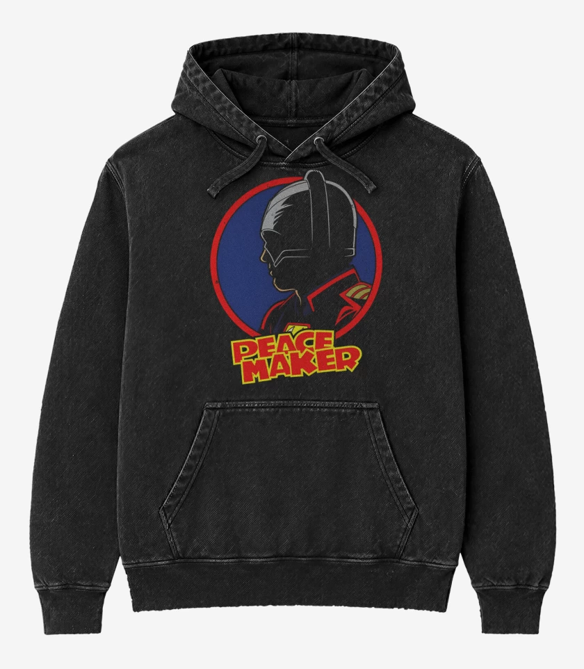Poleron Canguro Acid Wash Negro de Peace Maker