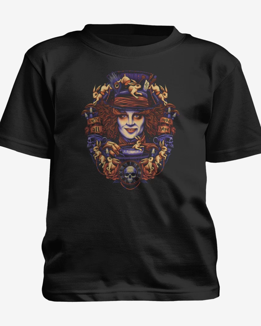 Polera de niño Negro de Sombrerero Loco