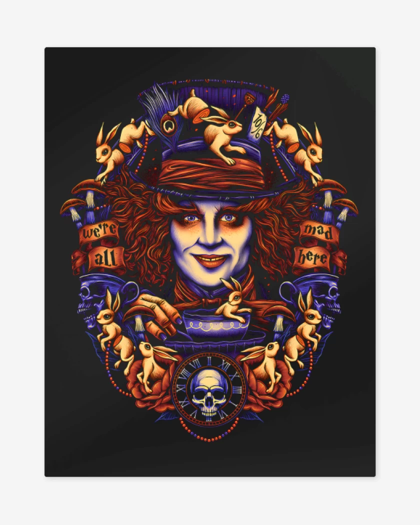 Print metalico Negro de Sombrerero Loco