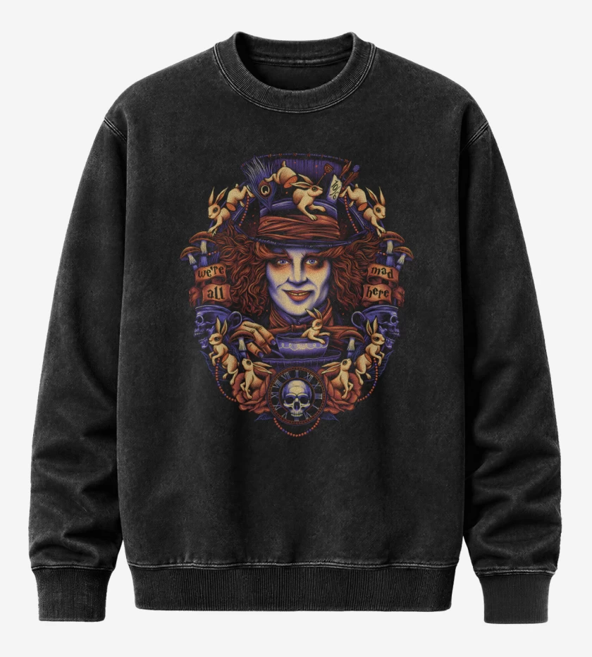 Poleron Polo Acid Wash Negro de Sombrerero Loco