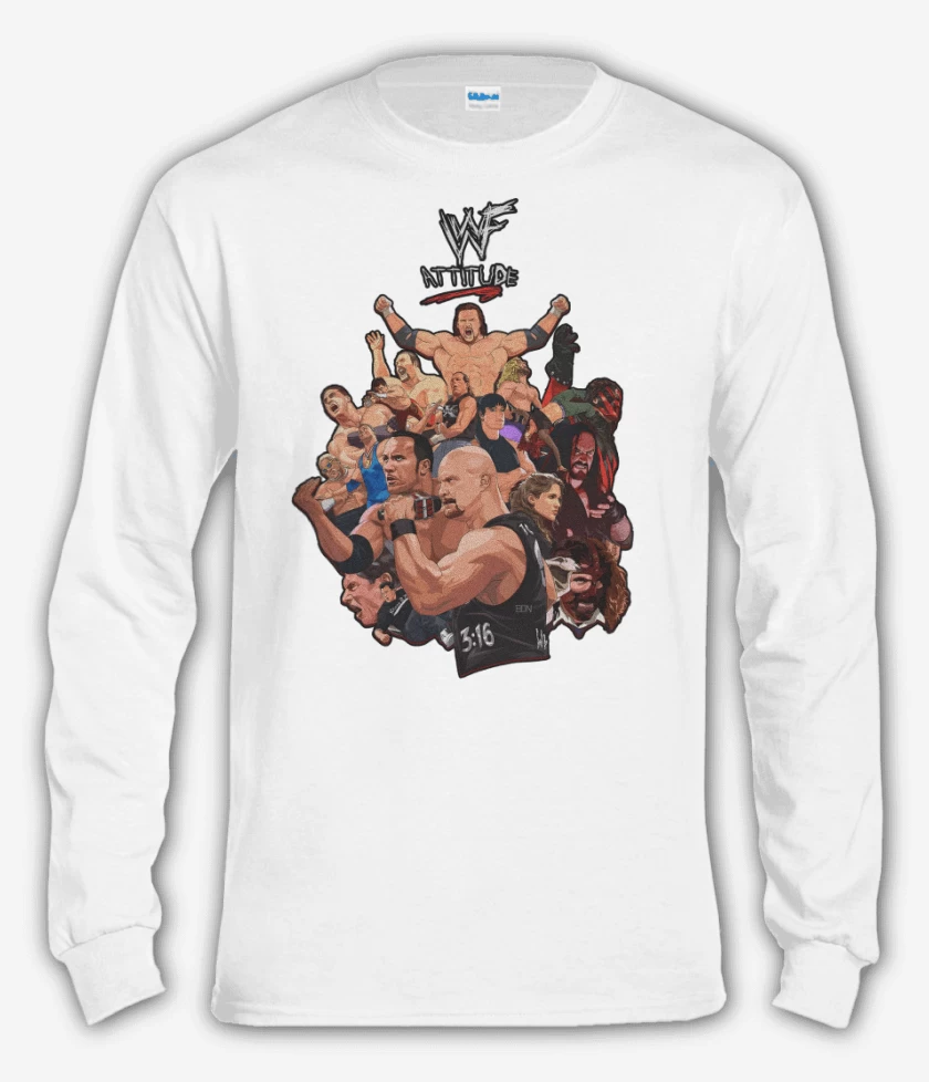 Polera manga larga Blanco de WWF attitude