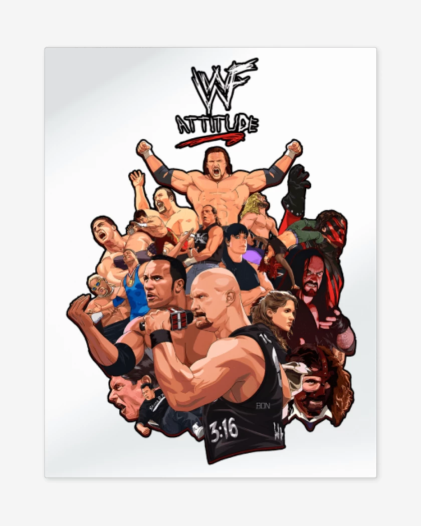 Print metalico Blanco de WWF attitude