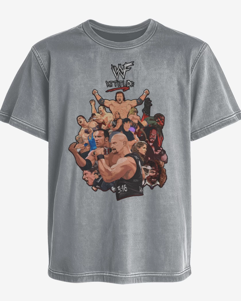 Polera desgastada Gris Melange de WWF attitude