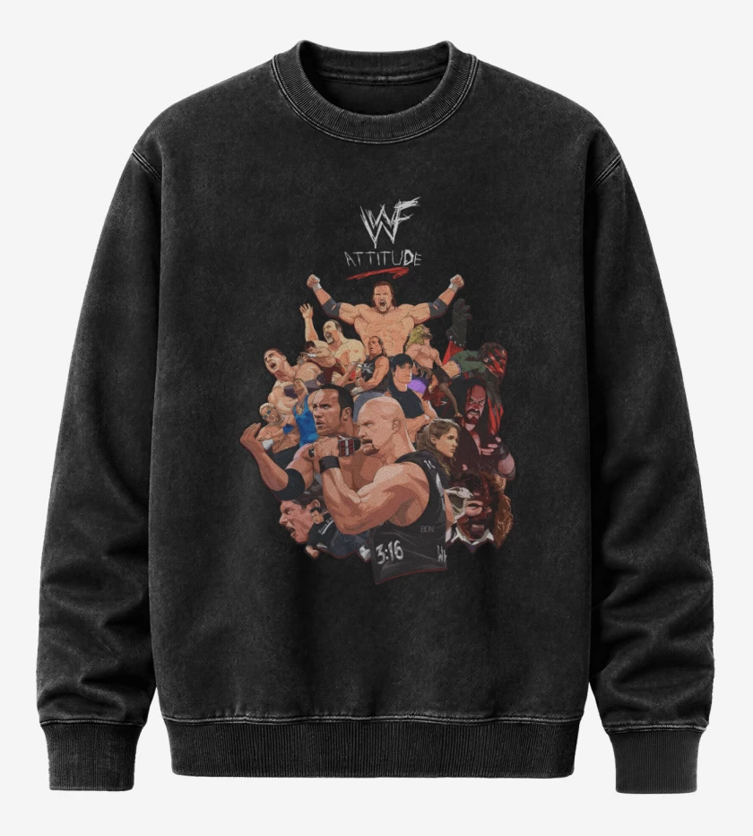 Poleron Polo Acid Wash Negro de WWF attitude
