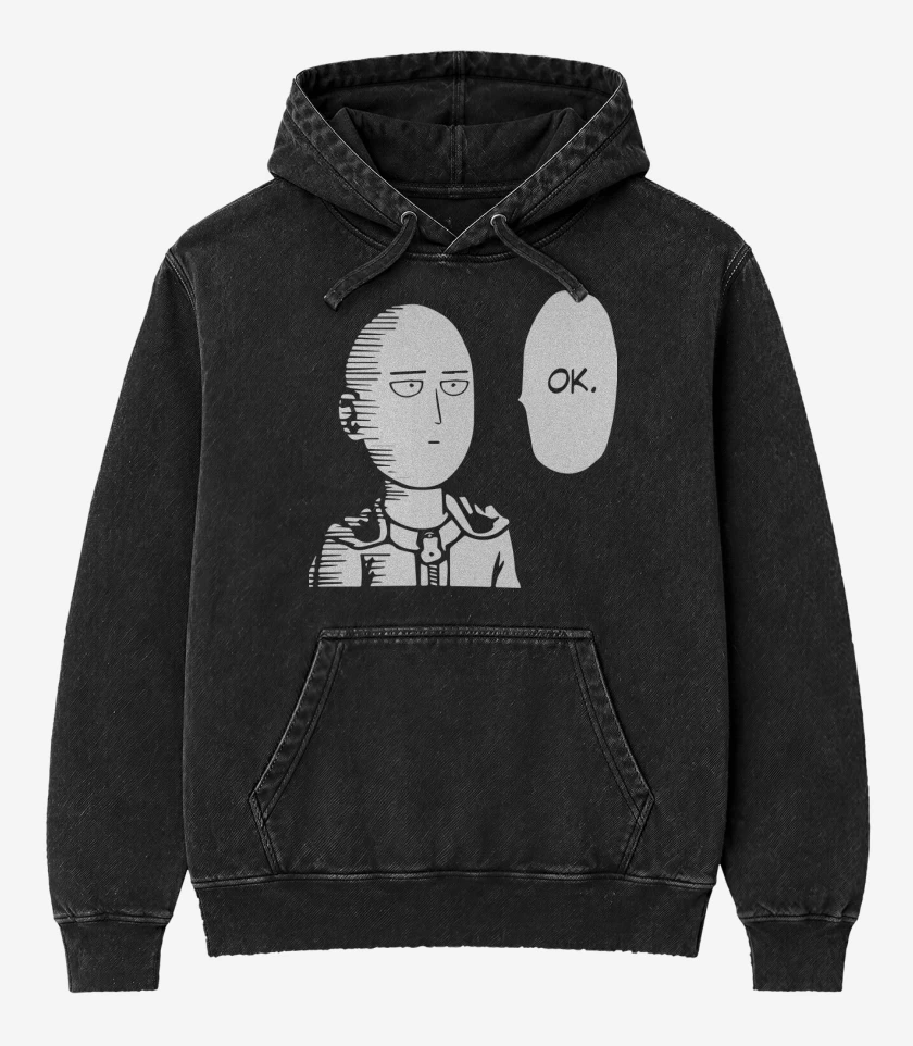 Poleron Canguro Acid Wash Negro de Sait OK
