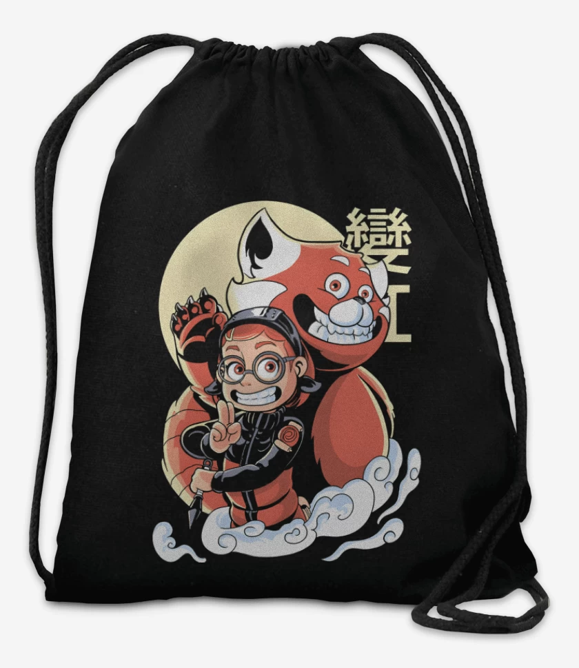 Mochila Negro de Panda Rojo de Nueve Colas