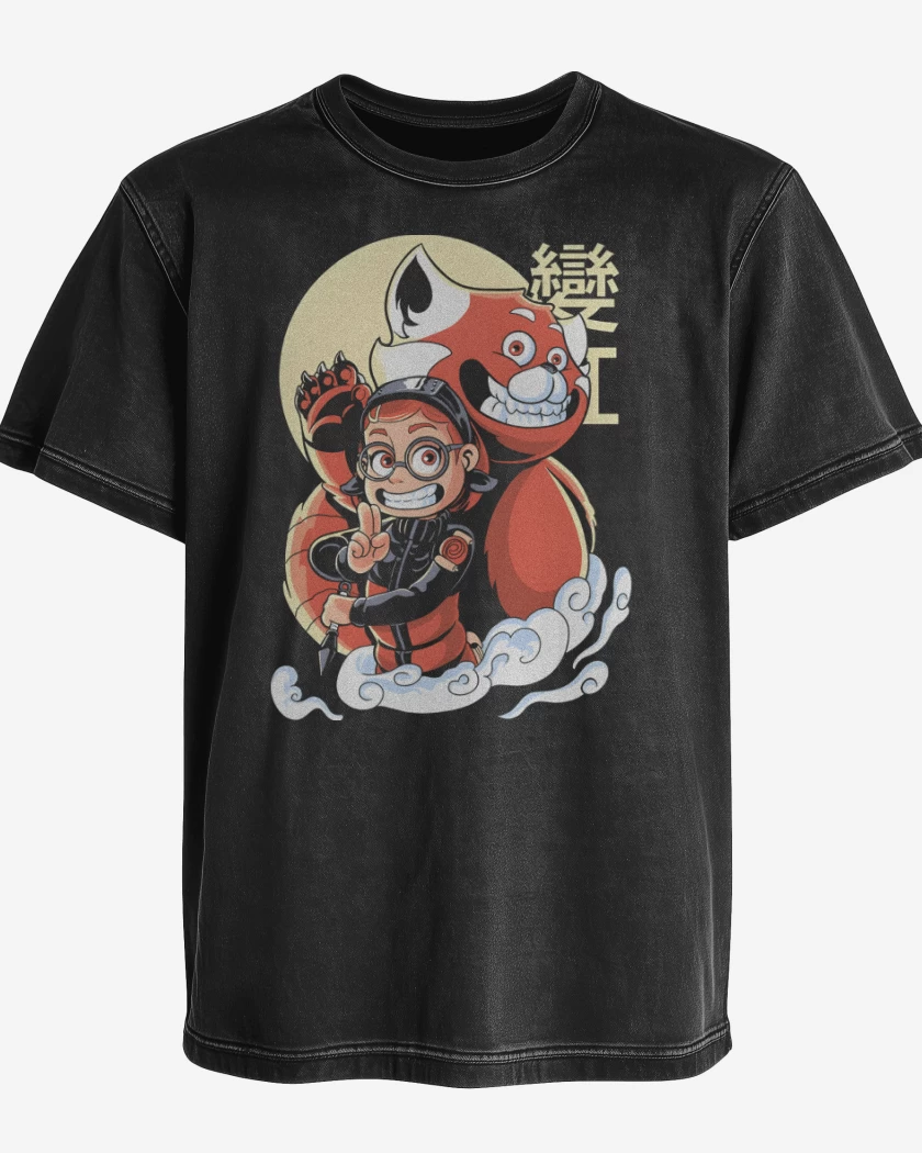 Polera desgastada Panda Rojo de Nueve Colas
