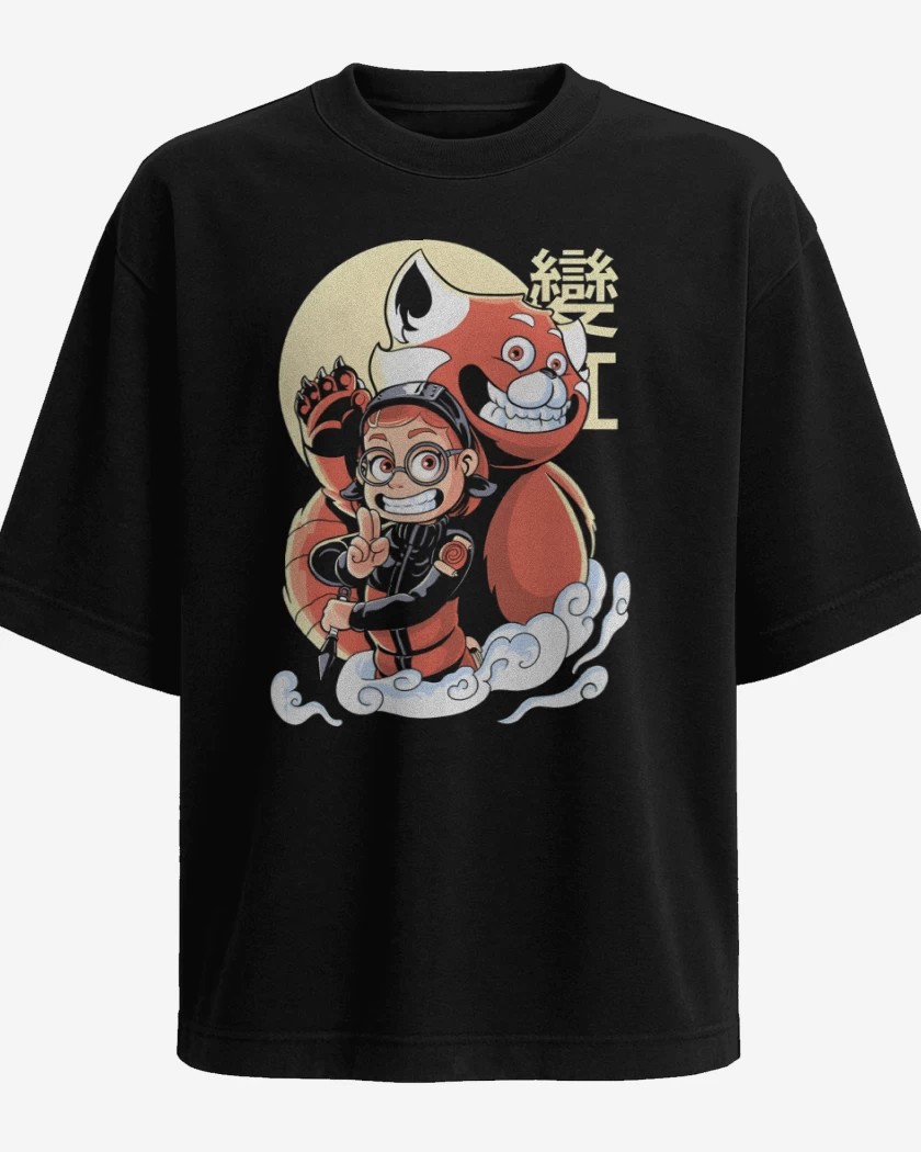 Polera Oversize Panda Rojo de Nueve Colas