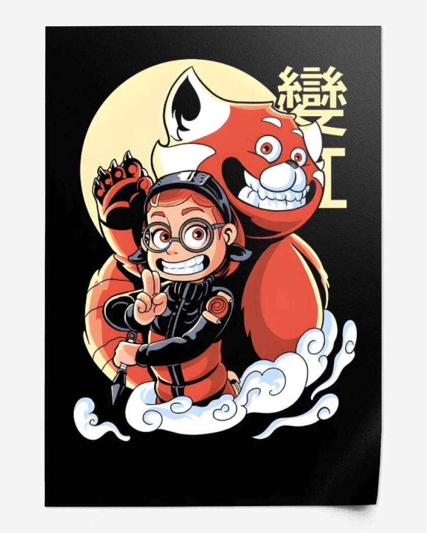 Print Panda Rojo de Nueve Colas