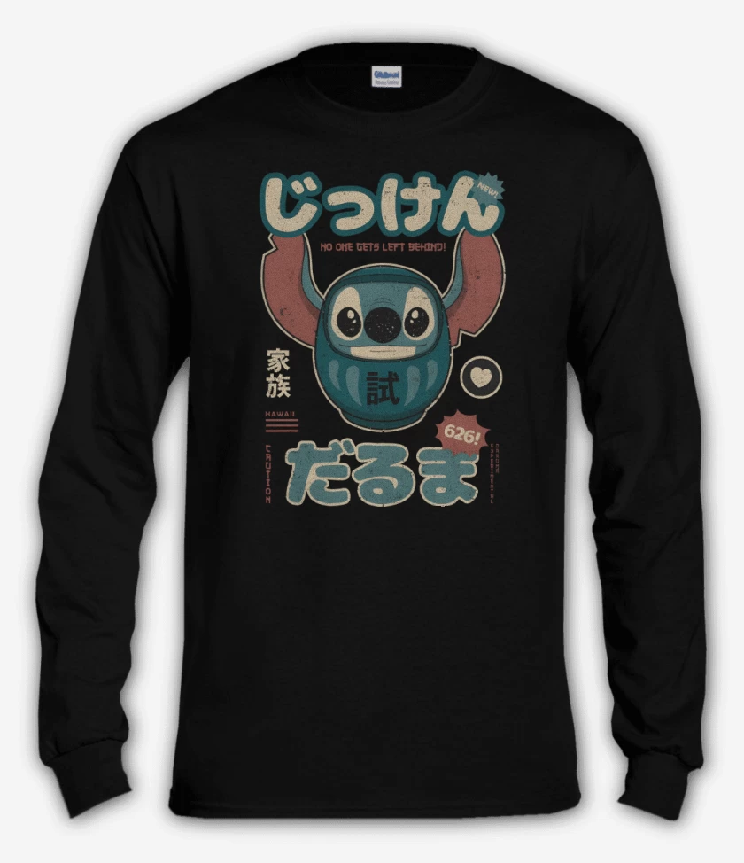 Polera manga larga Negro de Stich Daruma