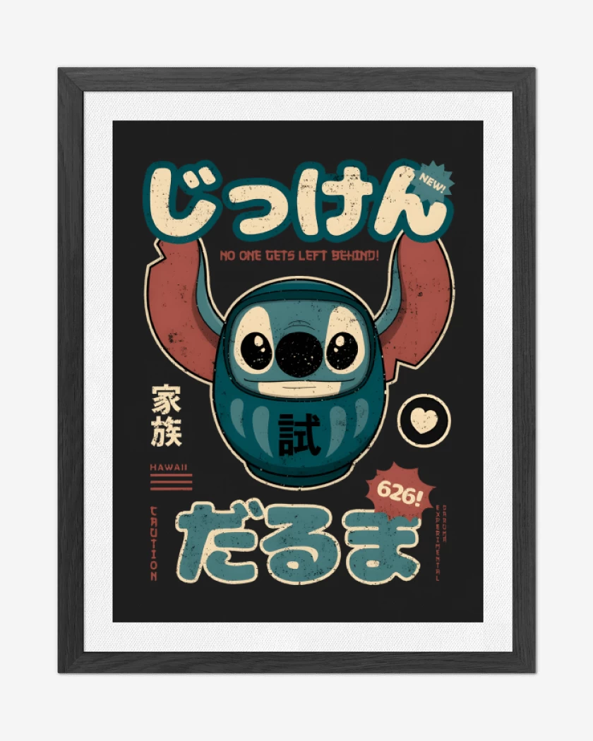 Cuadro decorativo Negro de Stich Daruma
