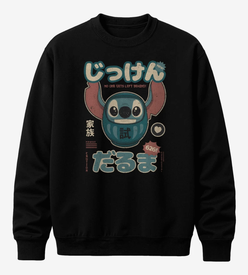 Poleron polo Negro de Stich Daruma
