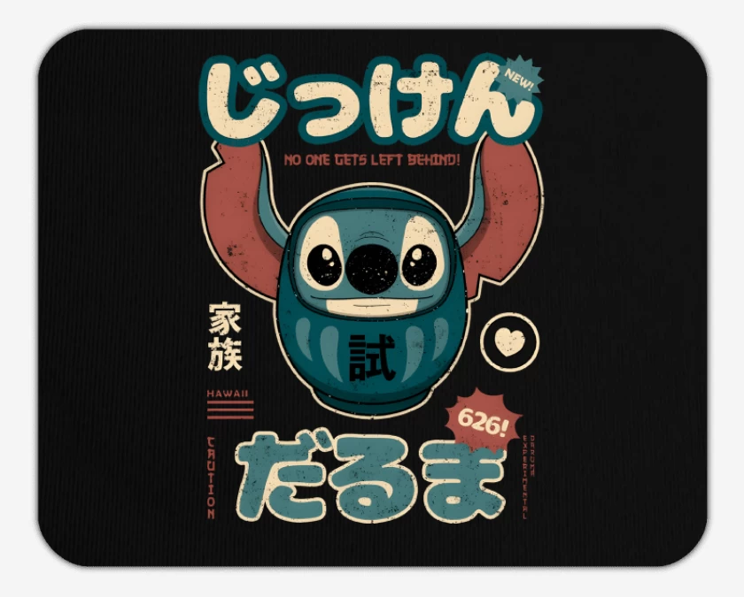 Mousepad Negro de Stich Daruma