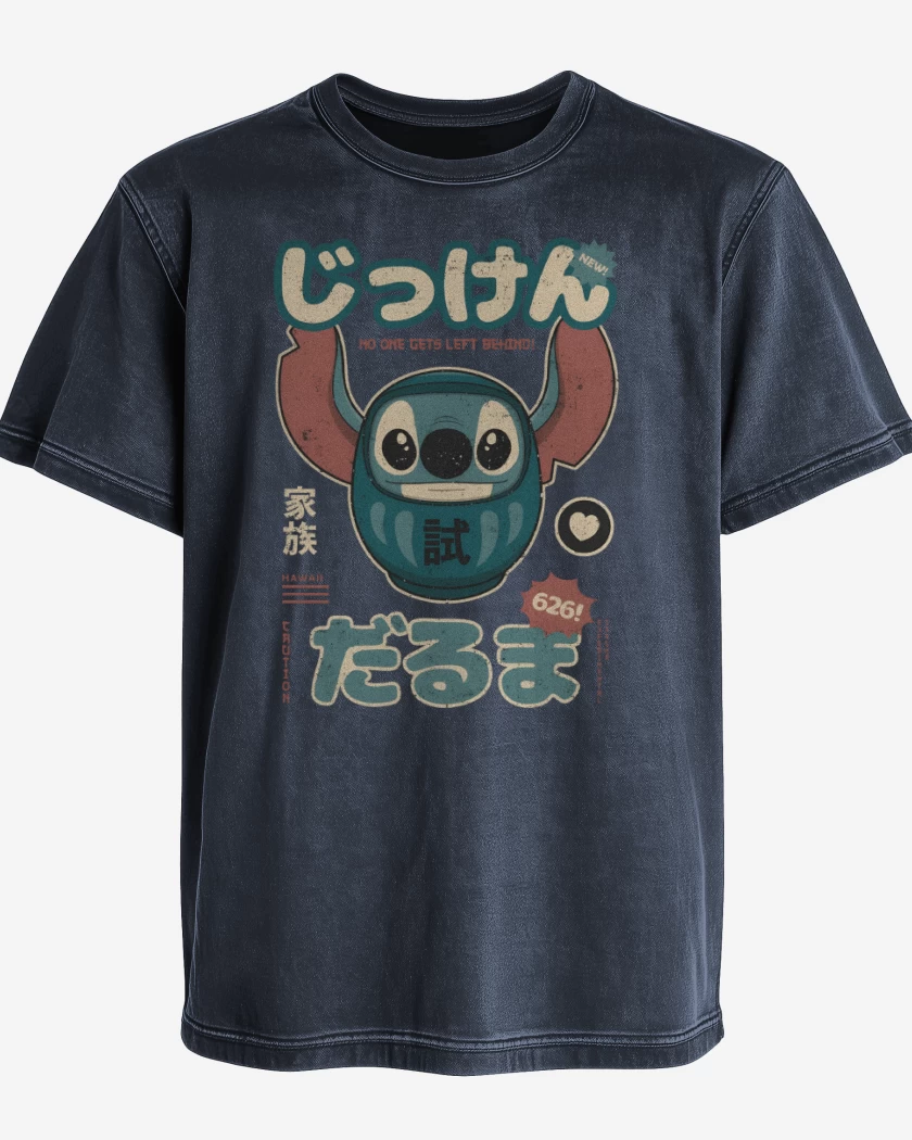 Polera desgastada Azul Marino de Stich Daruma