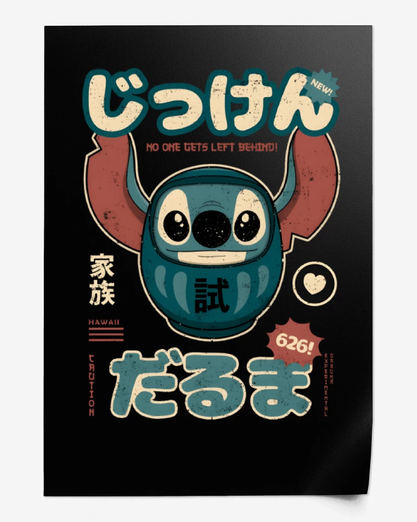 Print Negro de Stich Daruma