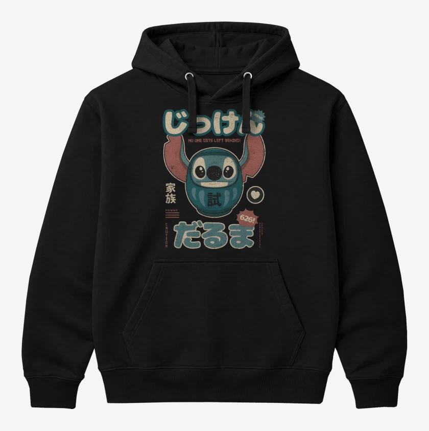 Polerón Canguro Negro de Stich Daruma