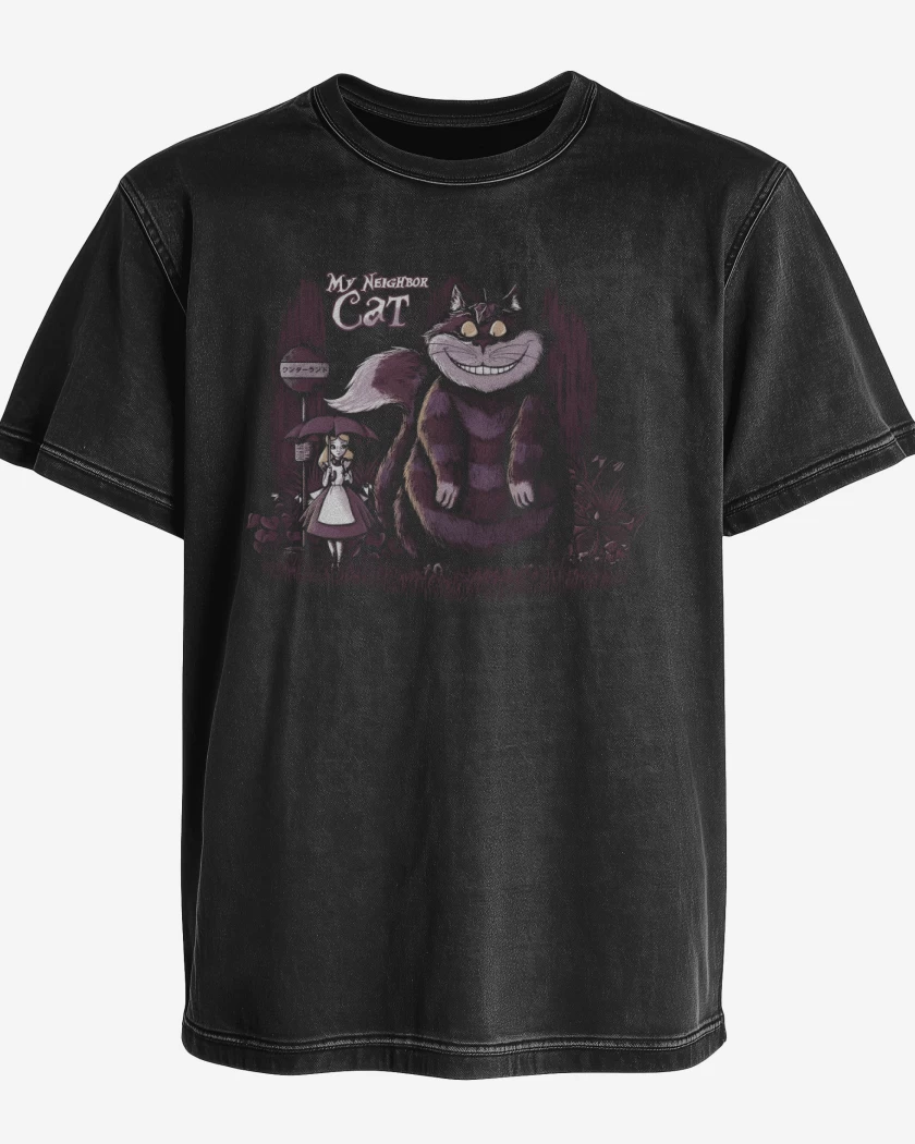 Polera desgastada Negro de Mi Vecino EL GATO