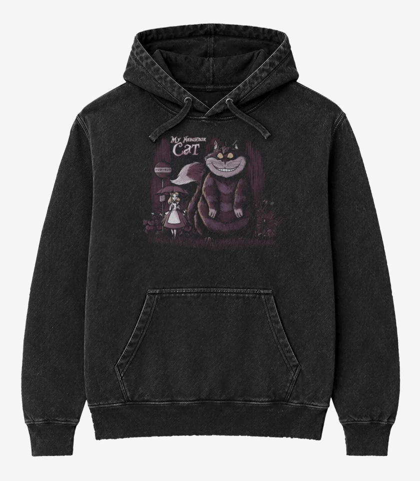 Poleron Canguro Acid Wash Negro de Mi Vecino EL GATO