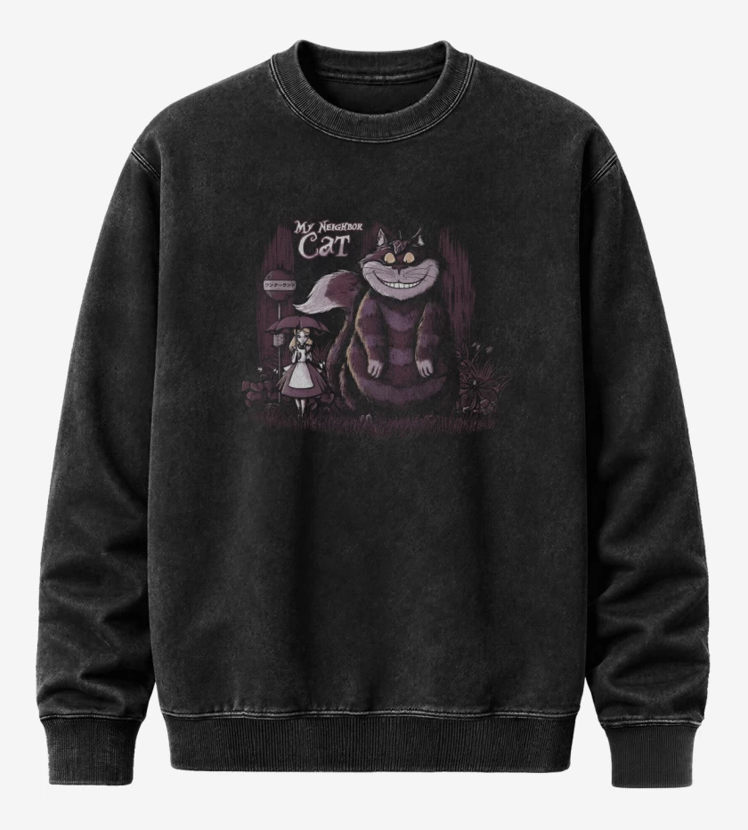 Poleron Polo Acid Wash Negro de Mi Vecino EL GATO