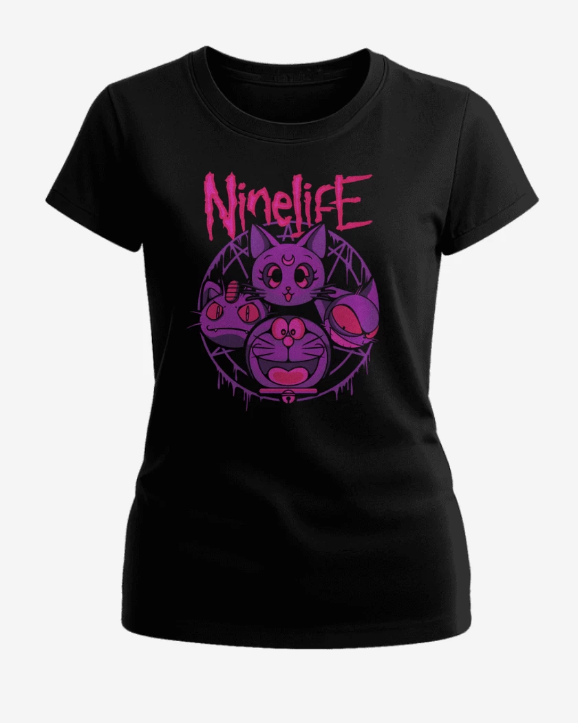Polera de Mujer Negro de Nueve Vidas
