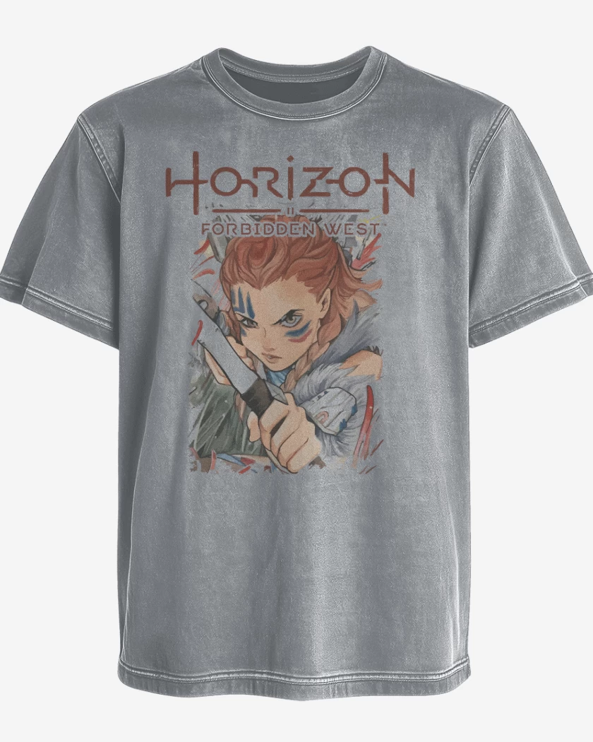 Polera desgastada Gris Melange de Horizon Forbidden West