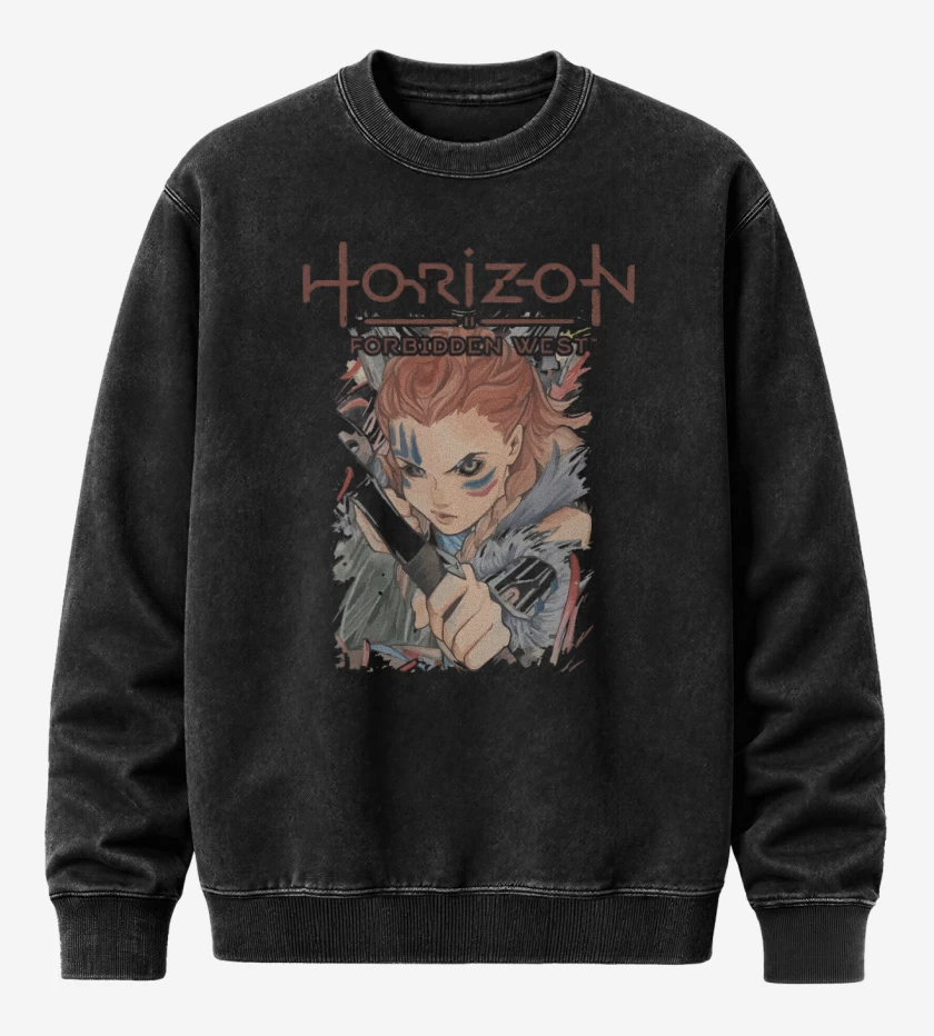 Poleron Polo Acid Wash Negro de Horizon Forbidden West